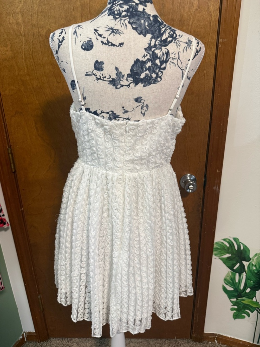 All in Favor White Rosette Spaghetti Strap Mini Dress Bridal shower (med) - Picture 5 of 16